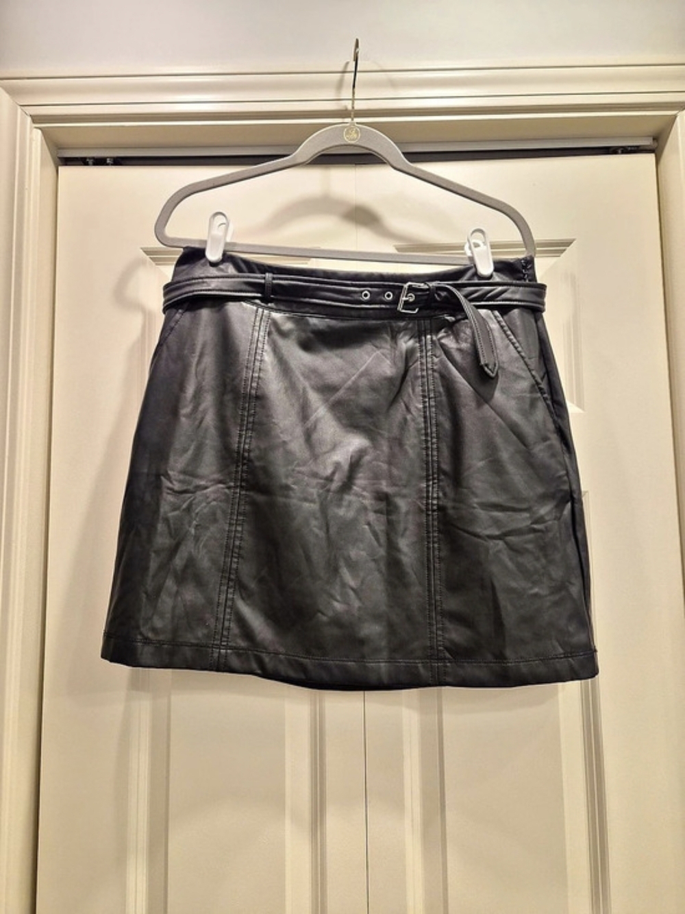 Maurices Faux Leather Mini Skirt in Black Size Large